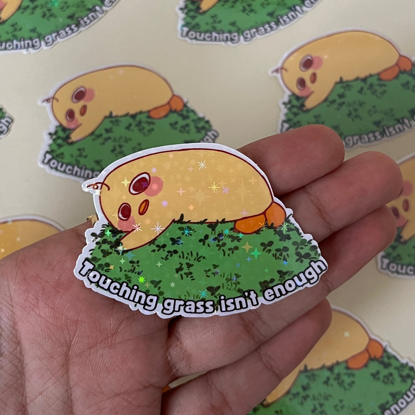 Touch grass sticker