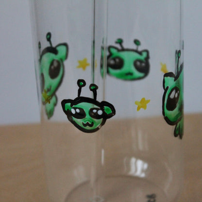 Alien kitty glass cup