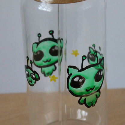Alien kitty glass cup