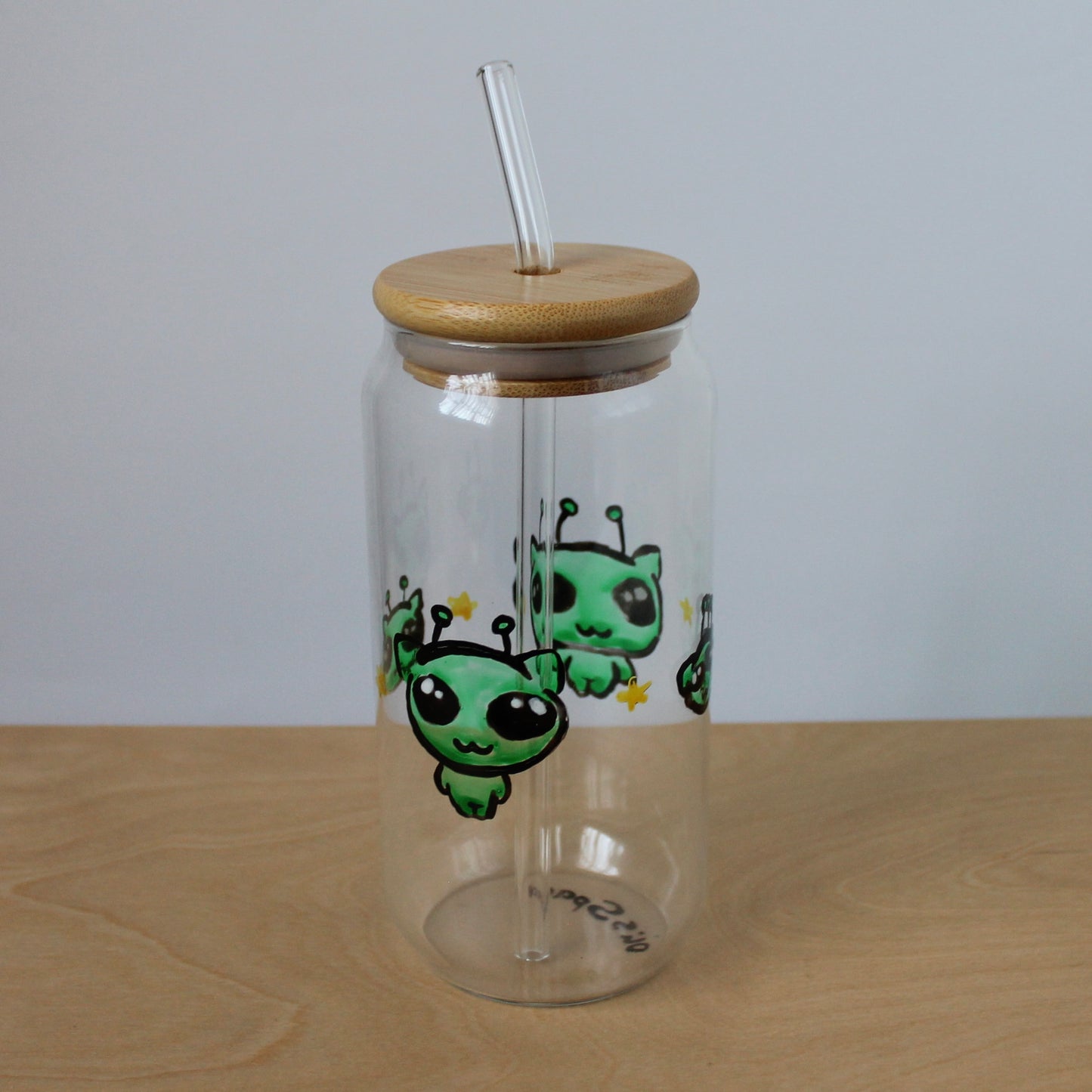 Alien kitty glass cup