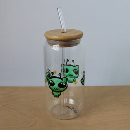 Alien kitty glass cup