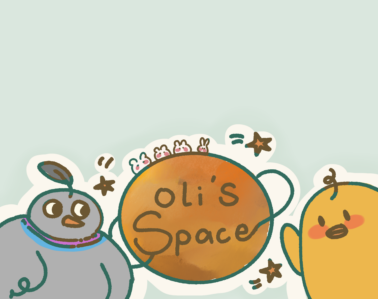 duck and pigeon pookie olis space logo bunnies and stars